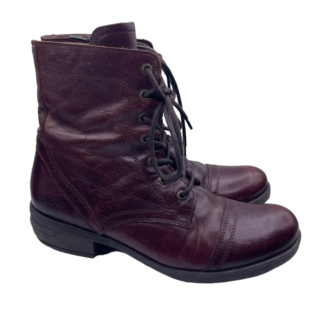 Bos. & Co. leather lace-up combat boots fleece lining women Size 41EU/ 10.5US
